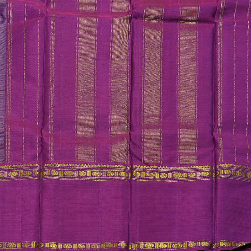 Hayagrivas Bluish Grey Handloom Kanjivaram Silk Saree with Ganga Jamuna (Purple And Mustard) Border BBC1412L4-3