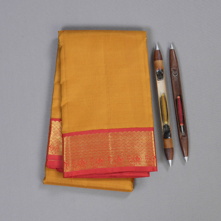 Hayagrivas Mustard Kanjivaram Silk Saree with Red Border BBC1412L7-10