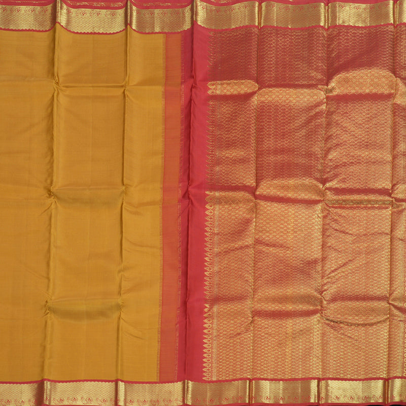 Hayagrivas Mustard Kanjivaram Silk Saree with Red Border BBC1412L7-10