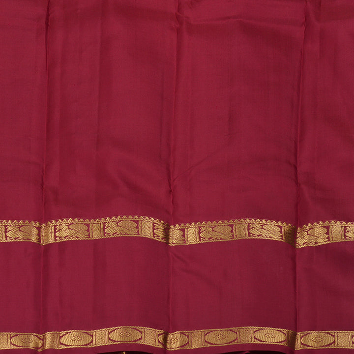 Hayagrivas Light Yellow Handloom Kanjivaram Silk Saree with Maroon Border BBD1444L1-5