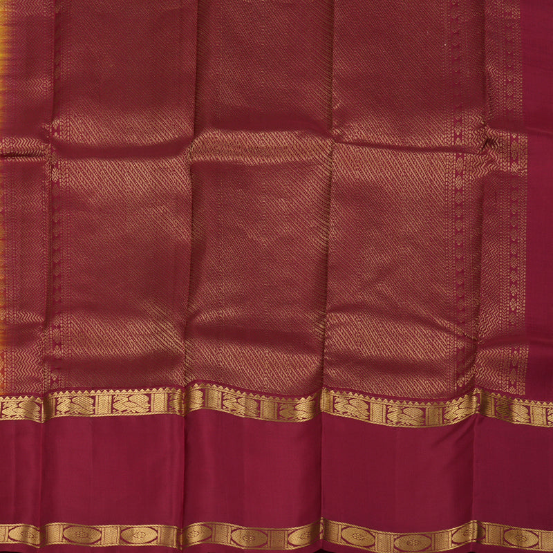 Hayagrivas Light Yellow Handloom Kanjivaram Silk Saree with Maroon Border BBD1444L1-5