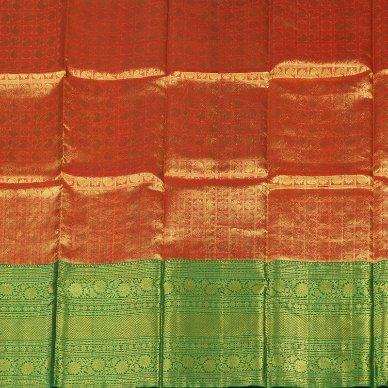 Hayagrivas Red Kanjivaram Pattu Pavadai with Dark Green border BBC2678A36-6