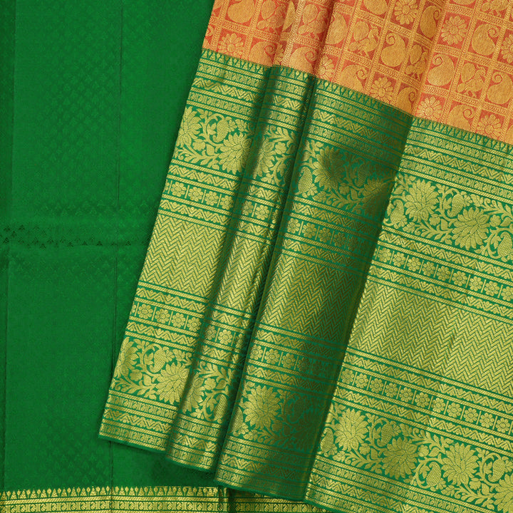 Hayagrivas Red Kanjivaram Pattu Pavadai with Dark Green border BBC2678A36-6
