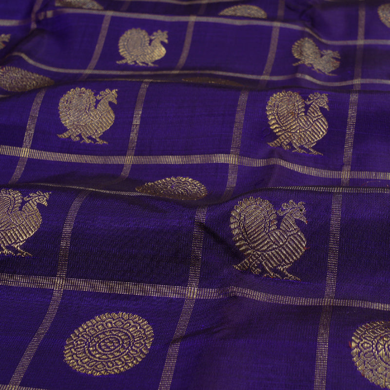 Hayagrivas Handloom Borderlss Jari Checks Kanjivaram Silk Saree BBC2818B4-1