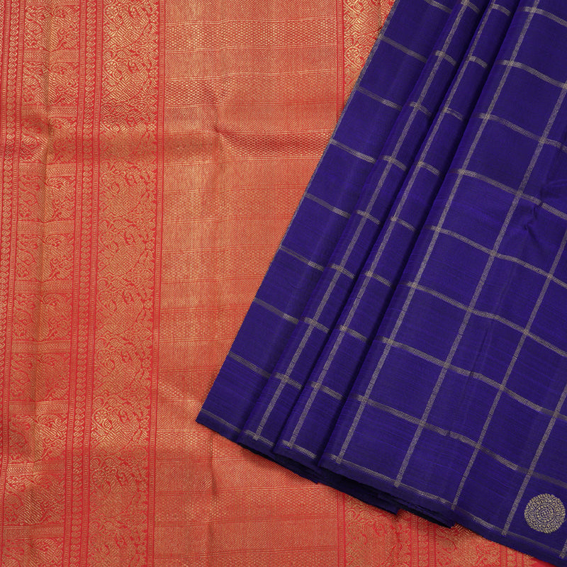 Hayagrivas Handloom Borderlss Jari Checks Kanjivaram Silk Saree BBC2818B4-1