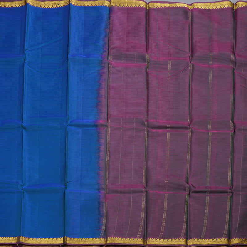 Hayagrivas Blue Handloom Kanjivaram Silk Saree with Purple Border BBC3026C2-18