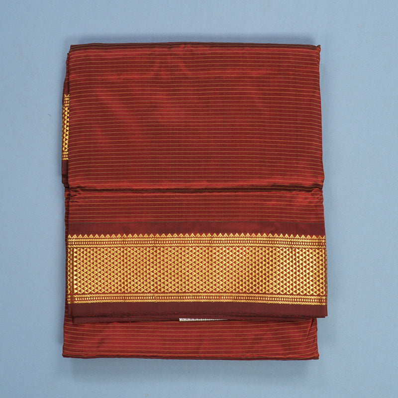 Hayagrivas Handloom Rust Orange Ten Yards Silk Saree BBC3029C2-5