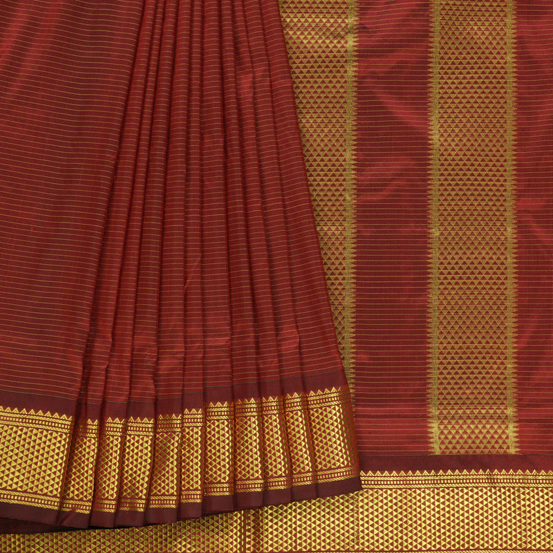 Hayagrivas Handloom Rust Orange Ten Yards Silk Saree BBC3029C2-5