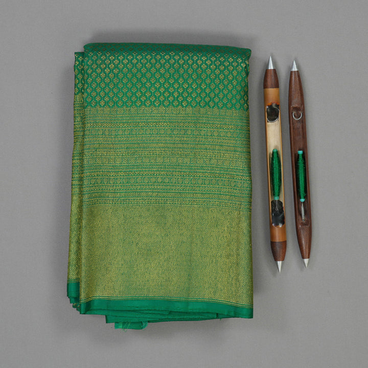 Hayagrivas Handloom Green Kanjivaram Silk Saree BBC426F2-1