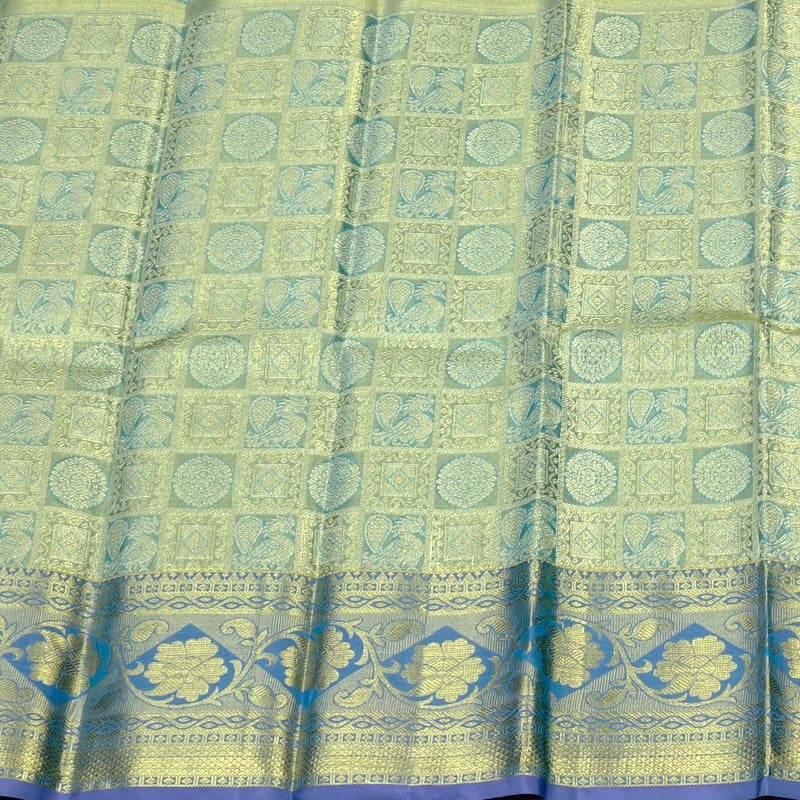 Hayagrivas Pure Kanjivaram Pattu Pavadai in Shimmering Pastel Blue BBC541G6-6