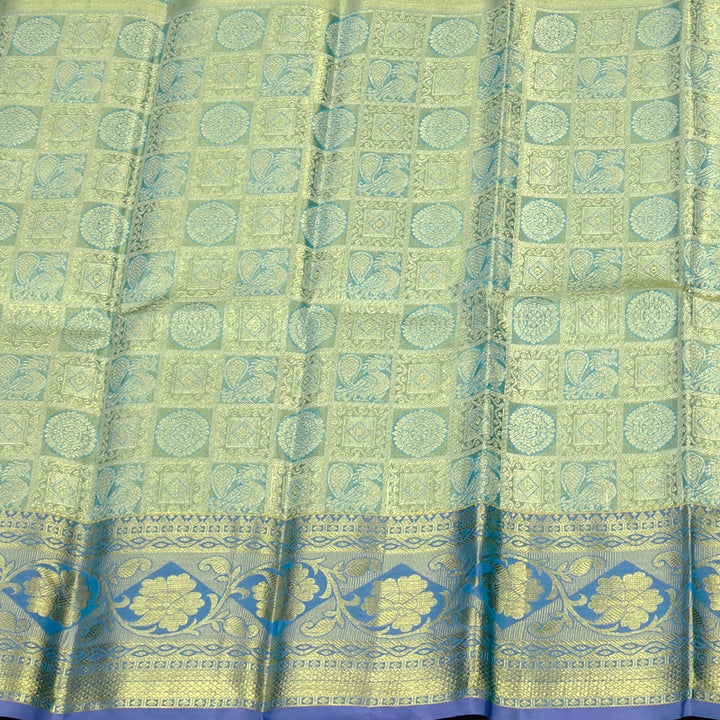 Hayagrivas Pure Kanjivaram Pattu Pavadai in Shimmering Pastel Blue BBC541G6-6
