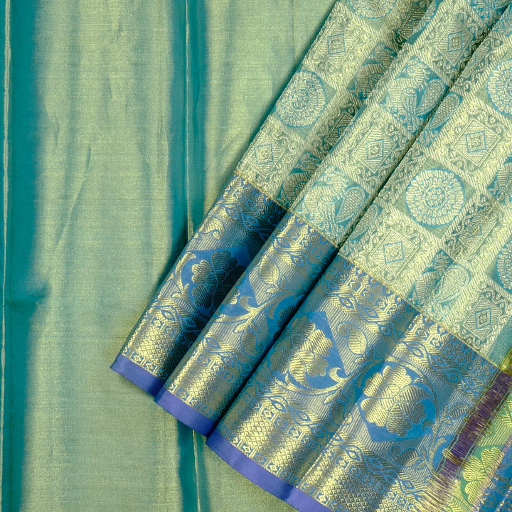 Hayagrivas Pure Kanjivaram Pattu Pavadai in Shimmering Pastel Blue BBC541G6-6