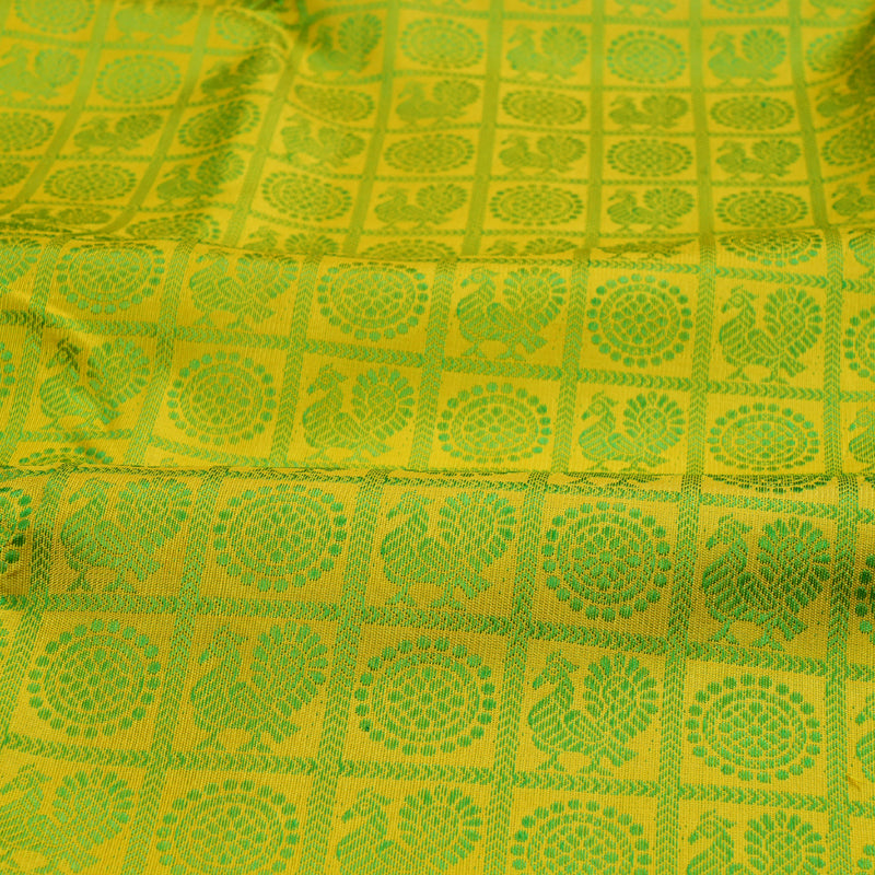 Hayagrivas Yellow Kanjivaram Silk Saree with Parrot Green Border BBC644H1-1