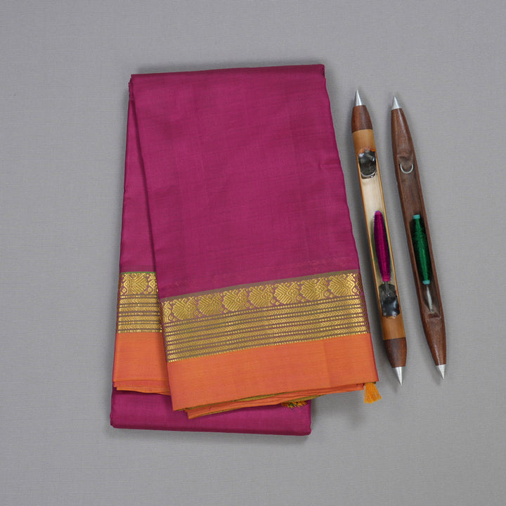 Hayagrivas Dark Pink Handloom Kanjivaram Silk Saree with Mandhalir Border BBC736H1-4