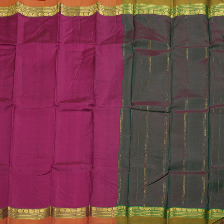 Hayagrivas Dark Pink Handloom Kanjivaram Silk Saree with Mandhalir Border BBC736H1-4