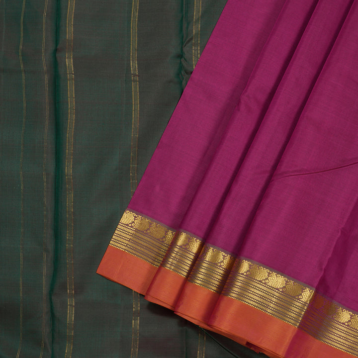 Hayagrivas Dark Pink Handloom Kanjivaram Silk Saree with Mandhalir Border BBC736H1-4