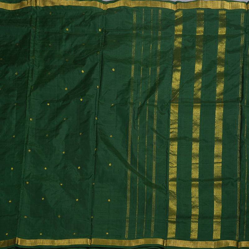 Hayagrivas Bottle Green Ten Yards Silk Saree BBC833I1-1