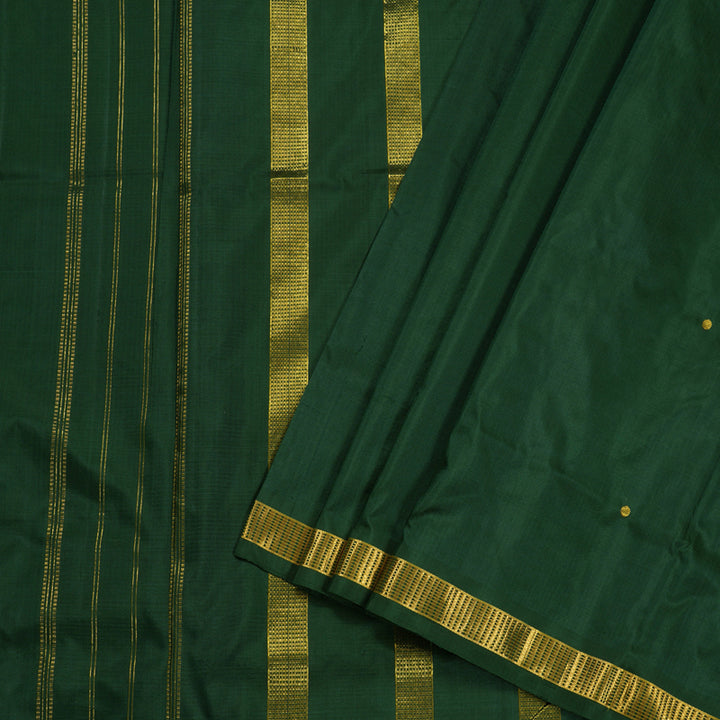 Hayagrivas Bottle Green Ten Yards Silk Saree BBC833I1-1