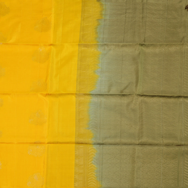 Hayagrivas Handloom Yellow Soft Silk Saree with Khaki Border BBC944J5-21