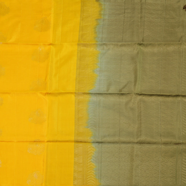 Hayagrivas Handloom Yellow Soft Silk Saree with Khaki Border BBC944J5-21