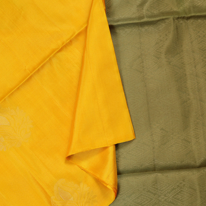 Hayagrivas Handloom Yellow Soft Silk Saree with Khaki Border BBC944J5-21