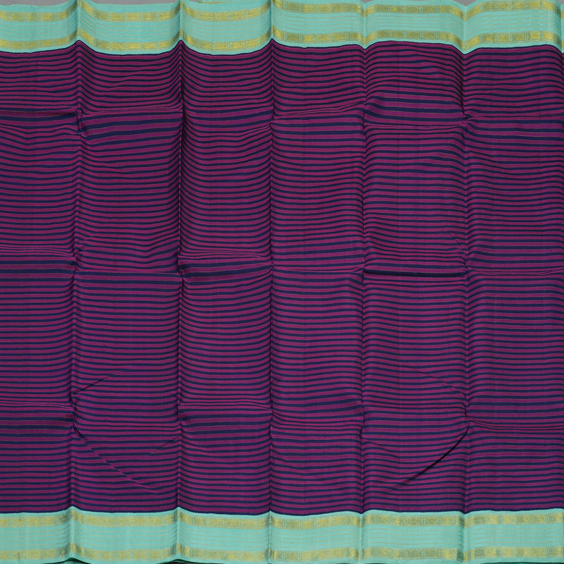 Hayagrivas Handloom Navy Blue & Purple Stripes Kanjivaram Silk Saree BBC993J11-1
