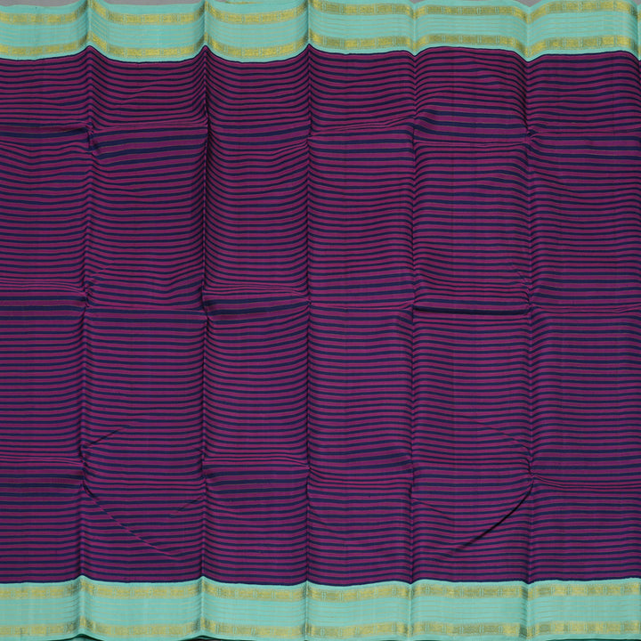 Hayagrivas Handloom Navy Blue & Purple Stripes Kanjivaram Silk Saree BBC993J11-1
