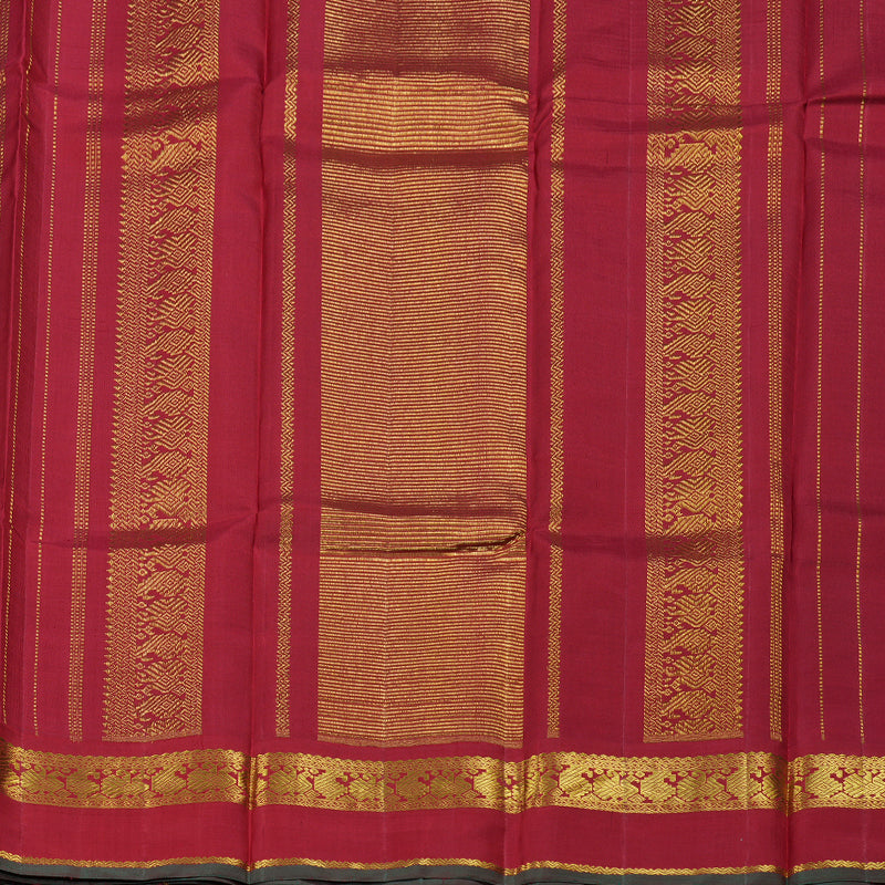 Hayagrivas Ash Grey Handloom Kanjivaram Silk Saree with Maroon Border BBC993J8-2