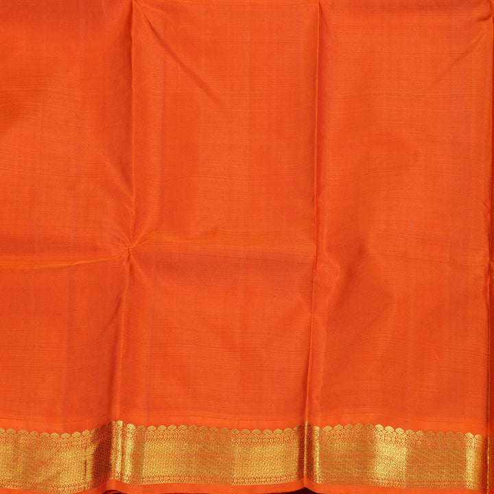 Hayagrivas Peacock Blue Handloom Kanjivaram Silk Saree with Orange Border BBC993J9-3