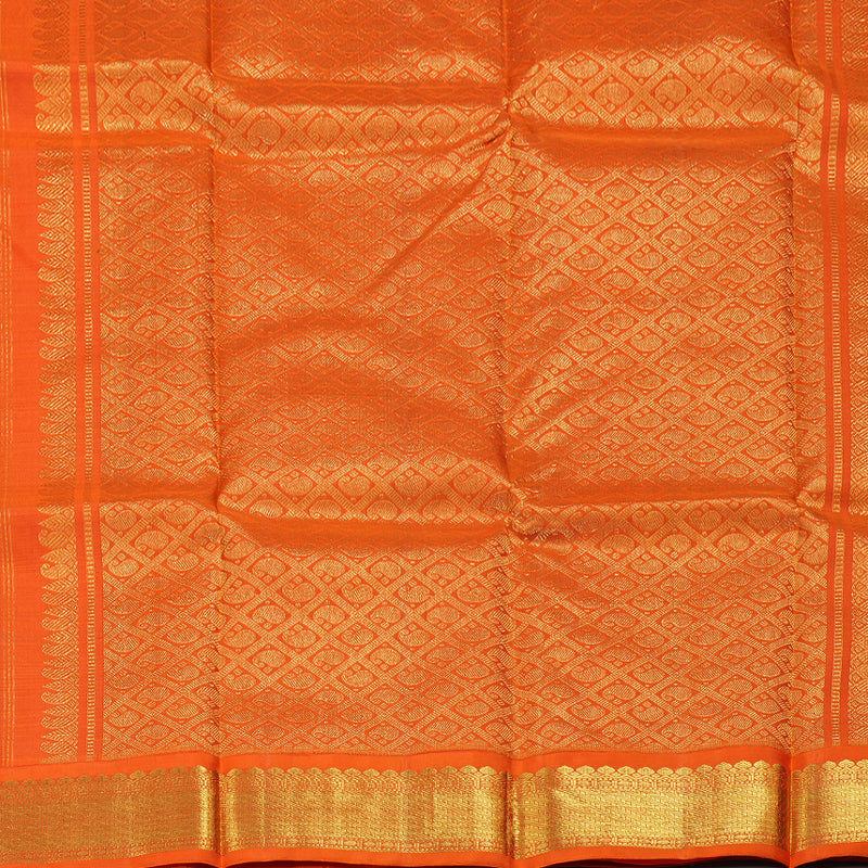 Hayagrivas Peacock Blue Handloom Kanjivaram Silk Saree with Orange Border BBC993J9-3