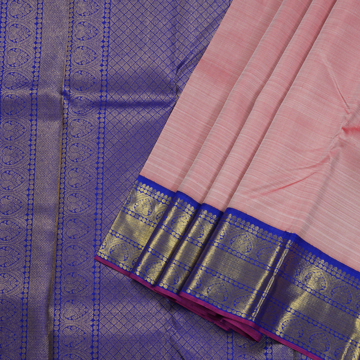 Hayagrivas Guava Pink Handloom Kanjivaram Silk Saree with Blue Border BBC994J2-1