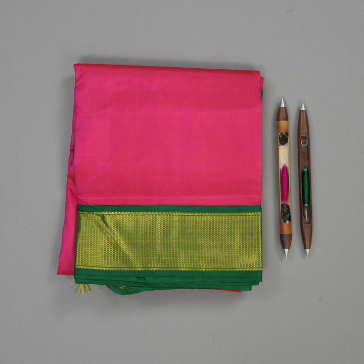 Hayagrivas Handloom Rani Pink Ten Yards Silk Madisar Saree BBC994J8-3