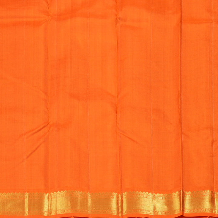 Hayagrivas Vibrant Blue Handloom Kanjivaram Silk Saree with Orange Border BBD1013J5-1