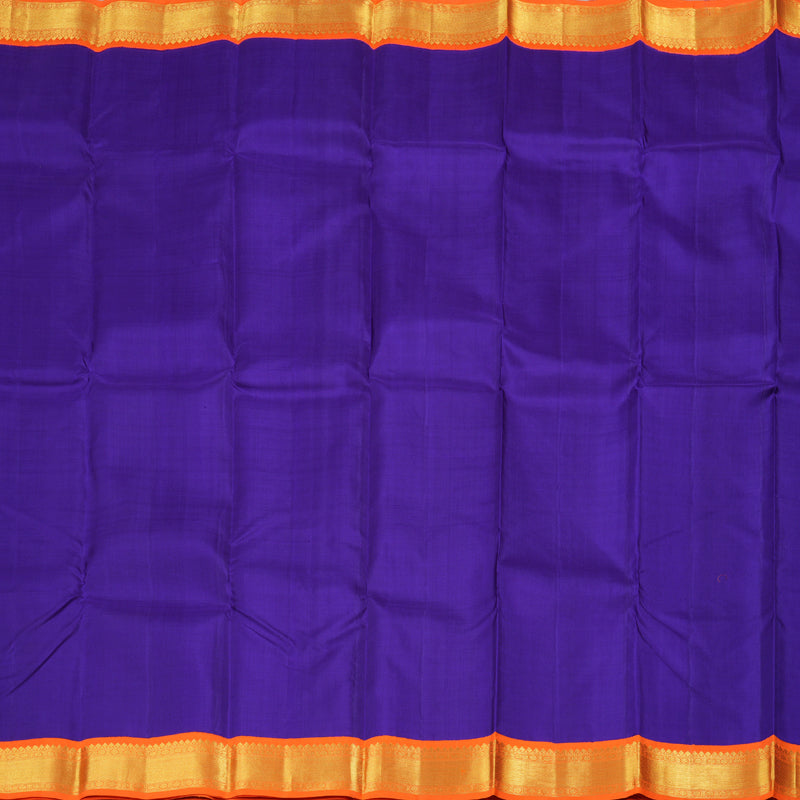 Hayagrivas Vibrant Blue Handloom Kanjivaram Silk Saree with Orange Border BBD1013J5-1