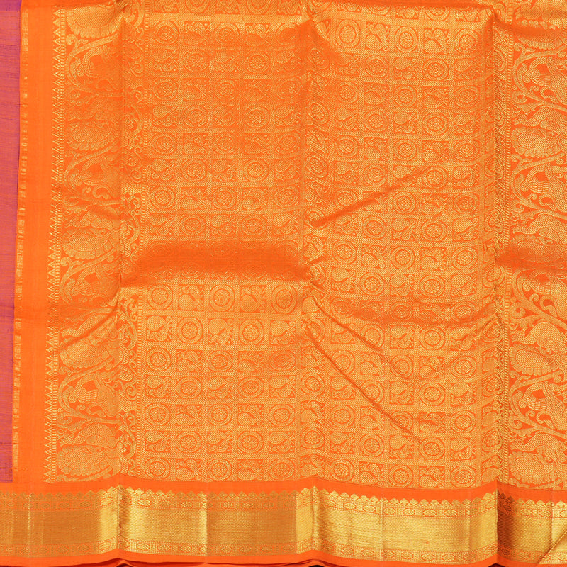 Hayagrivas Vibrant Blue Handloom Kanjivaram Silk Saree with Orange Border BBD1013J5-1
