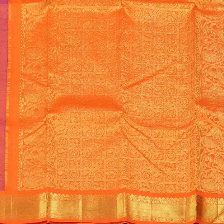 Hayagrivas Vibrant Blue Handloom Kanjivaram Silk Saree with Orange Border BBD1013J5-1