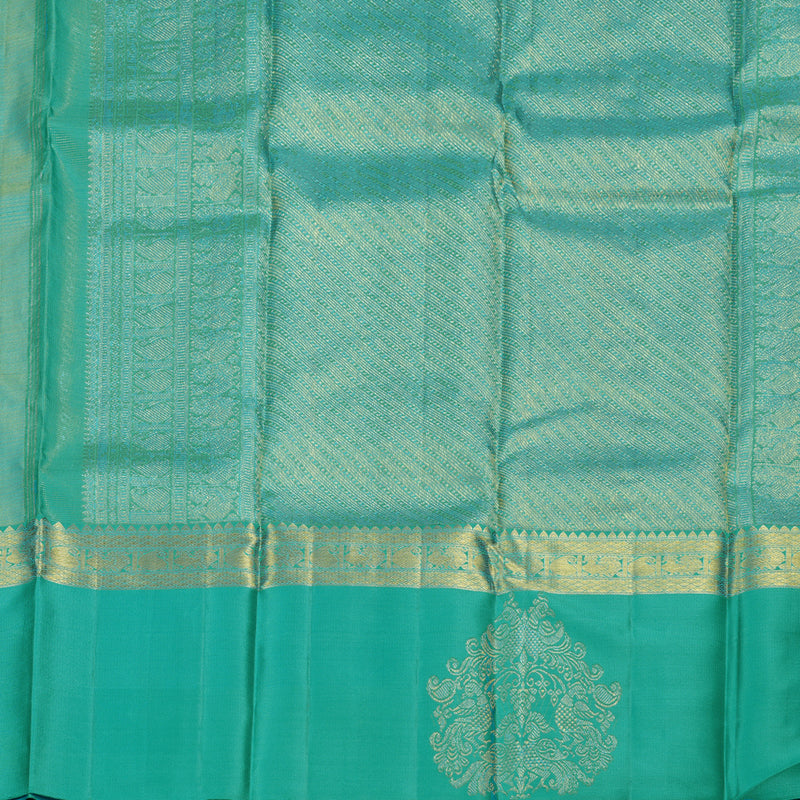 Hayagrivas Yellow Handloom Kanjivaram Silk Saree with Sea Green Border BBD1014J3-1