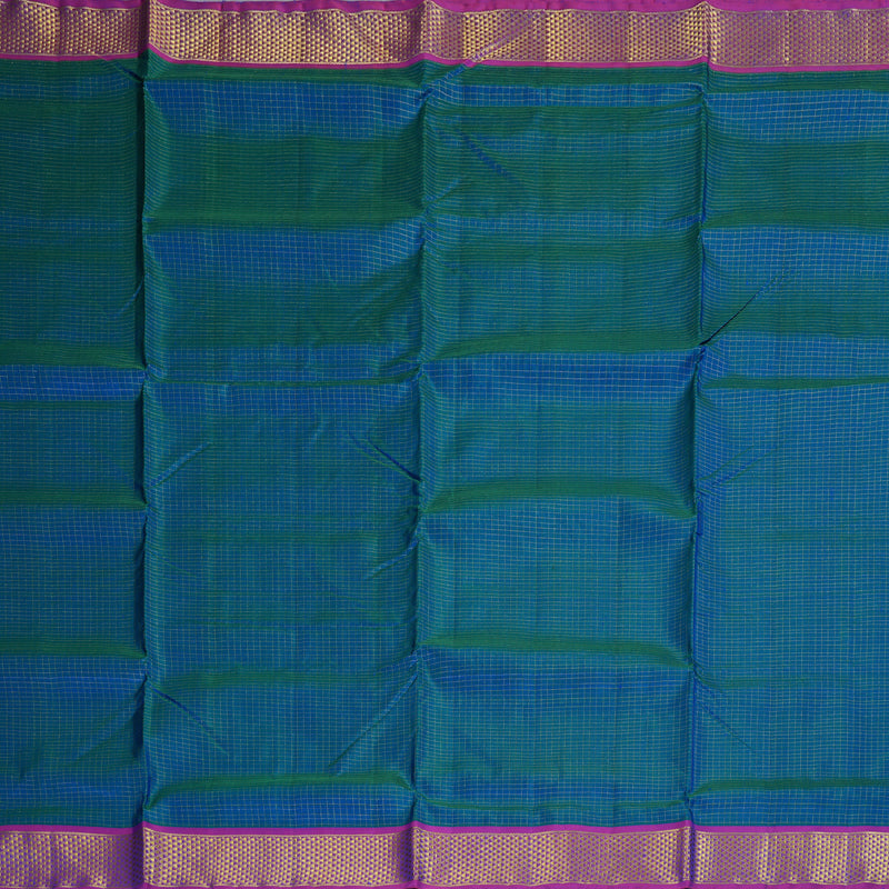 Hayagrivas Peacock Blue Handloom Kanjivaram Ten Yards Silk Saree with Purple Border BBD1015J12-1