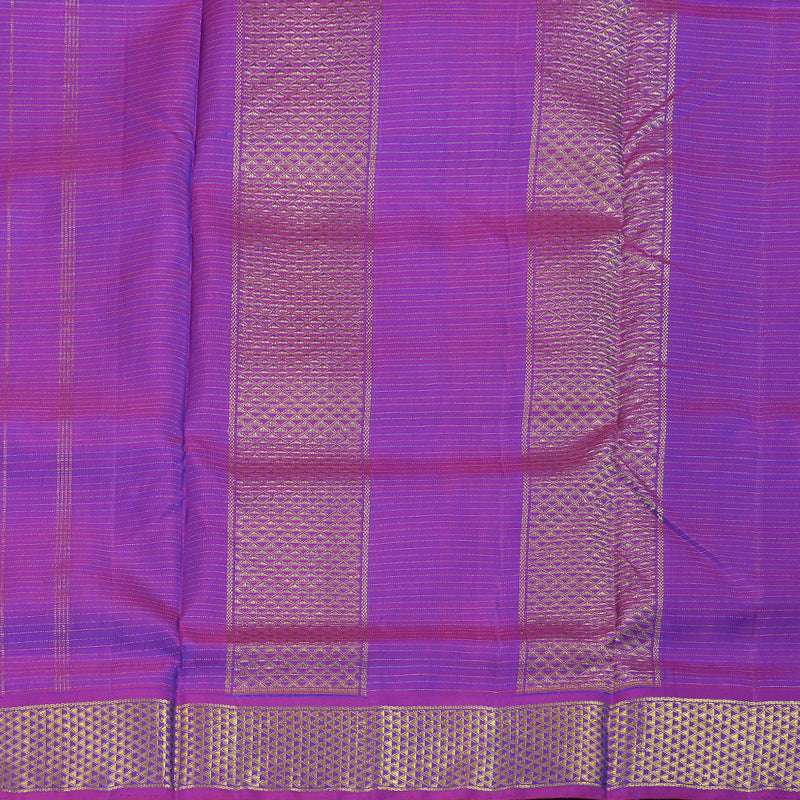 Hayagrivas Peacock Blue Handloom Kanjivaram Ten Yards Silk Saree with Purple Border BBD1015J12-1