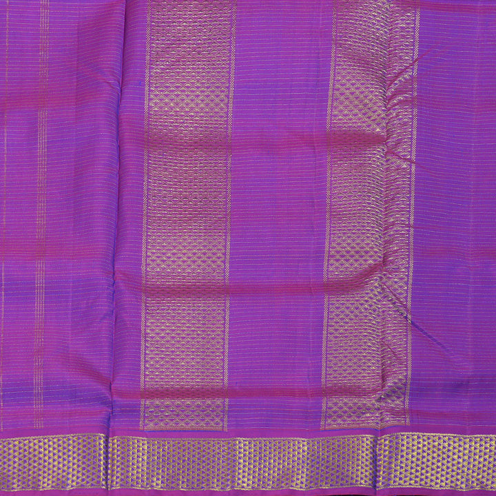 Hayagrivas Peacock Blue Handloom Kanjivaram Ten Yards Silk Saree with Purple Border BBD1015J12-1