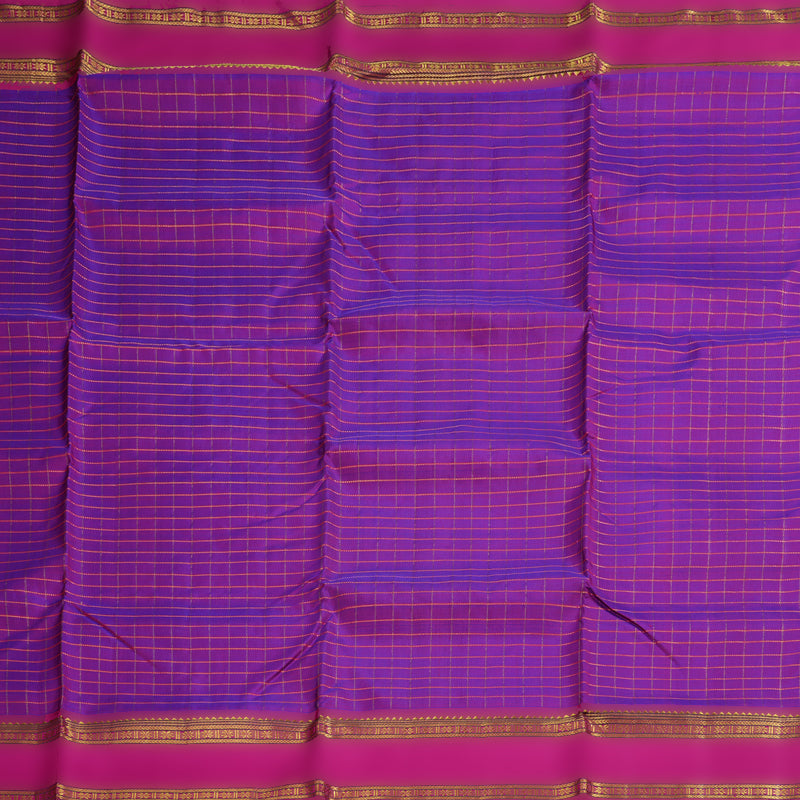 Hayagrivas Purple Handloom Kanjivaram Ten Yards Silk Saree with Pink Border BBD1015J13-1