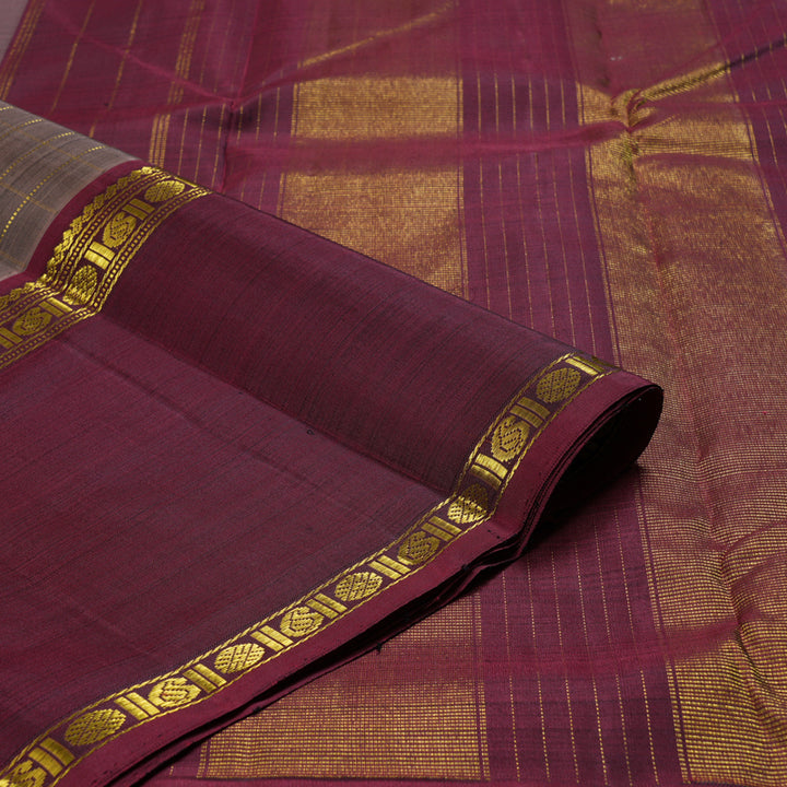 Hayagrivas Rosewood Pink Handloom Kanjivaram Silk Saree with Ganga Jamuna (Green And Maroon) Border BBD1015J2-1