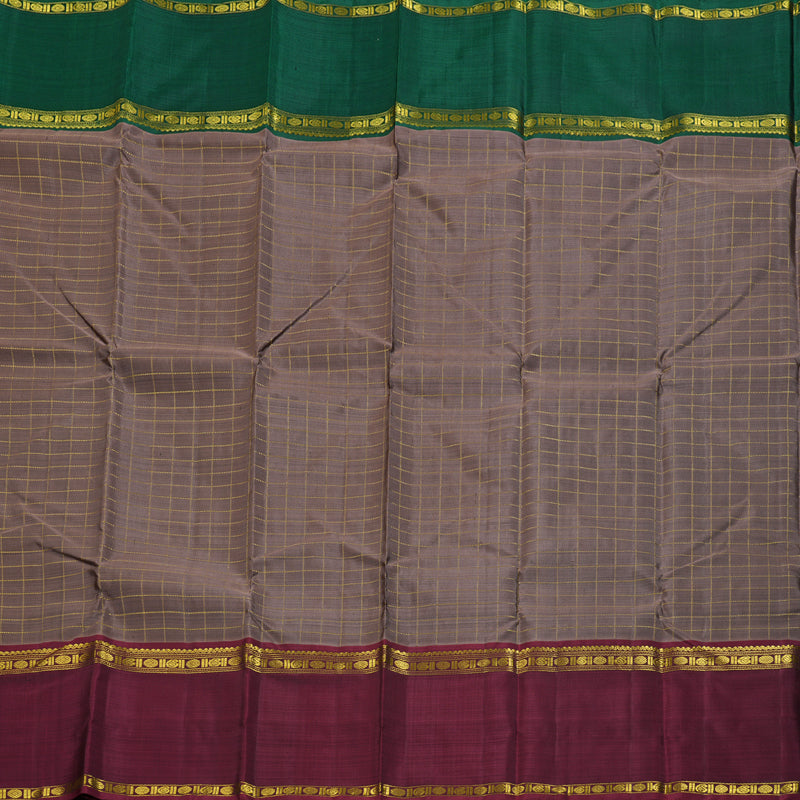 Hayagrivas Rosewood Pink Handloom Kanjivaram Silk Saree with Ganga Jamuna (Green And Maroon) Border BBD1015J2-1