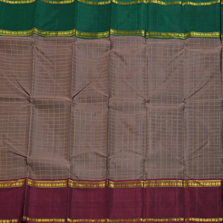 Hayagrivas Rosewood Pink Handloom Kanjivaram Silk Saree with Ganga Jamuna (Green And Maroon) Border BBD1015J2-1