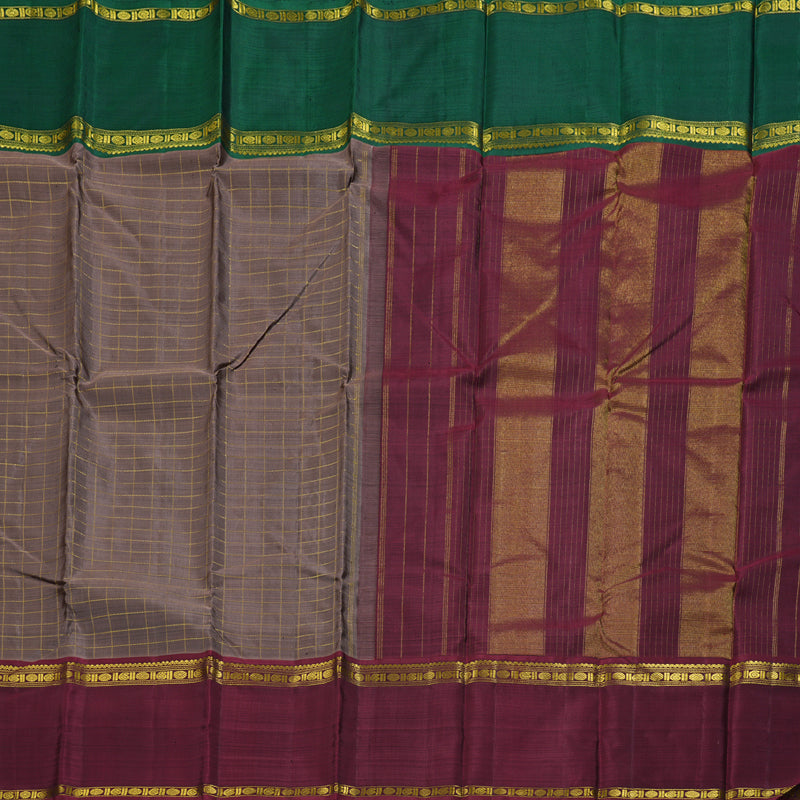 Hayagrivas Rosewood Pink Handloom Kanjivaram Silk Saree with Ganga Jamuna (Green And Maroon) Border BBD1015J2-1