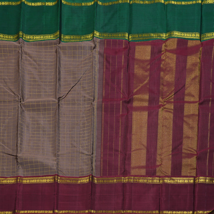 Hayagrivas Rosewood Pink Handloom Kanjivaram Silk Saree with Ganga Jamuna (Green And Maroon) Border BBD1015J2-1