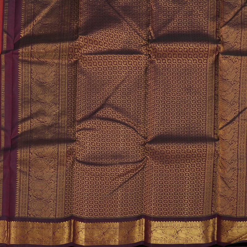 Hayagrivas Mango Yellow Kanjivaram Silk Saree with Wine Maroon Border BBD1015J6-2