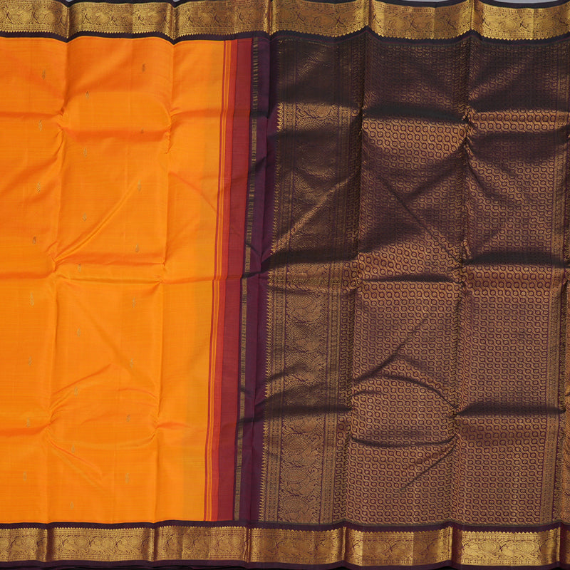 Hayagrivas Mango Yellow Kanjivaram Silk Saree with Wine Maroon Border BBD1015J6-2