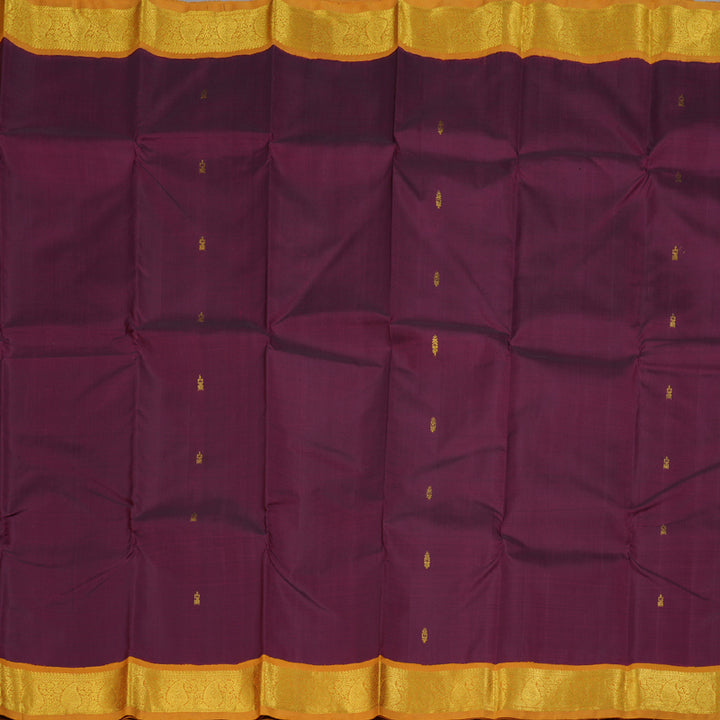 Hayagrivas Wine Maroon Handloom Kanjivaram Silk Saree with Mustard Border BBD1015J6-3