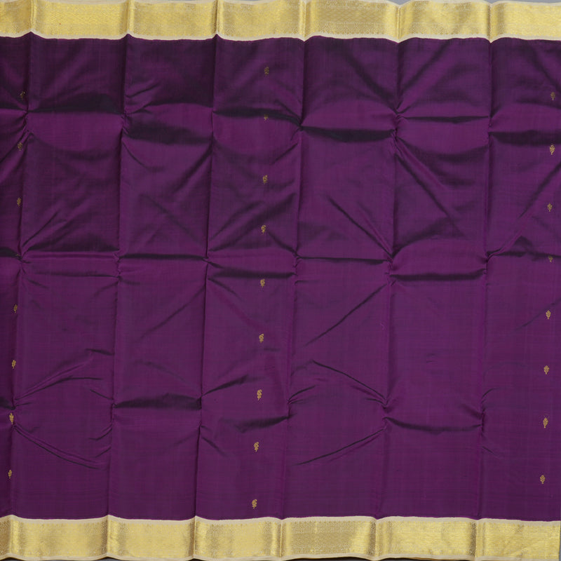 Hayagrivas Dark Purple Kanjivaram Silk Saree with Half White Border BBD1015J6-4